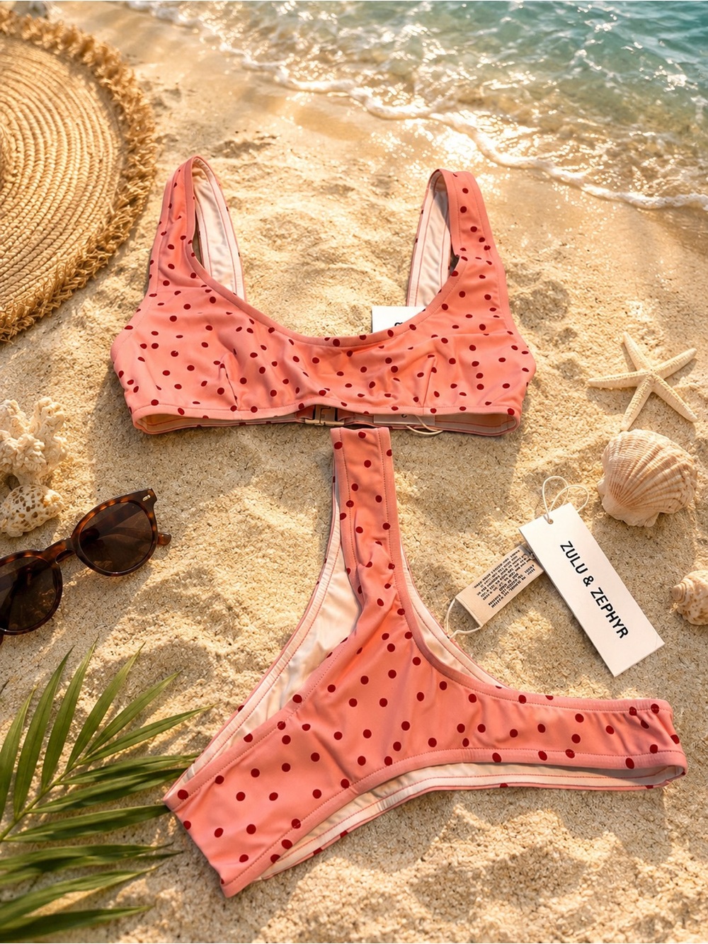 Zulu & Zephyr Pink Polka Dot Bikini Set. Top 4 bottoms 2